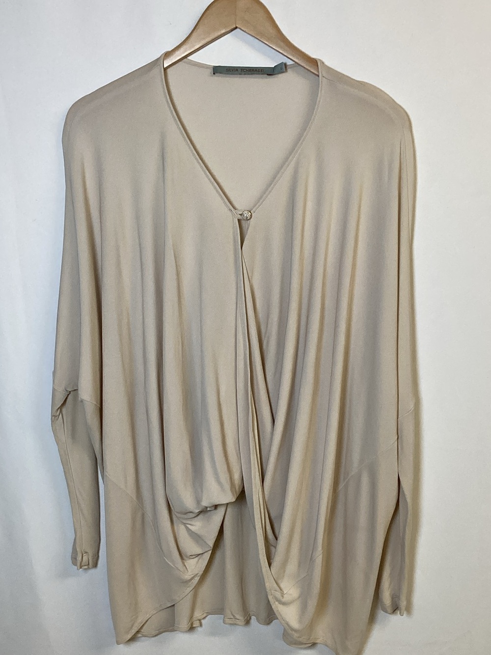 SILVIA TCHERASSI Flowing Cream Color Cross Over Top Size One Size